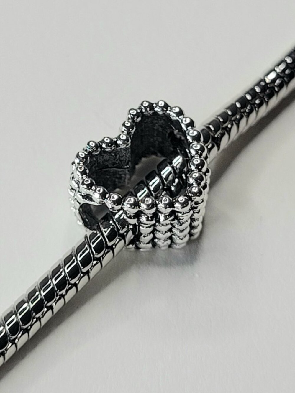 NWT For Pandora Charm Bracelets Antique Silver Color Hollow Heart Charm See Thru